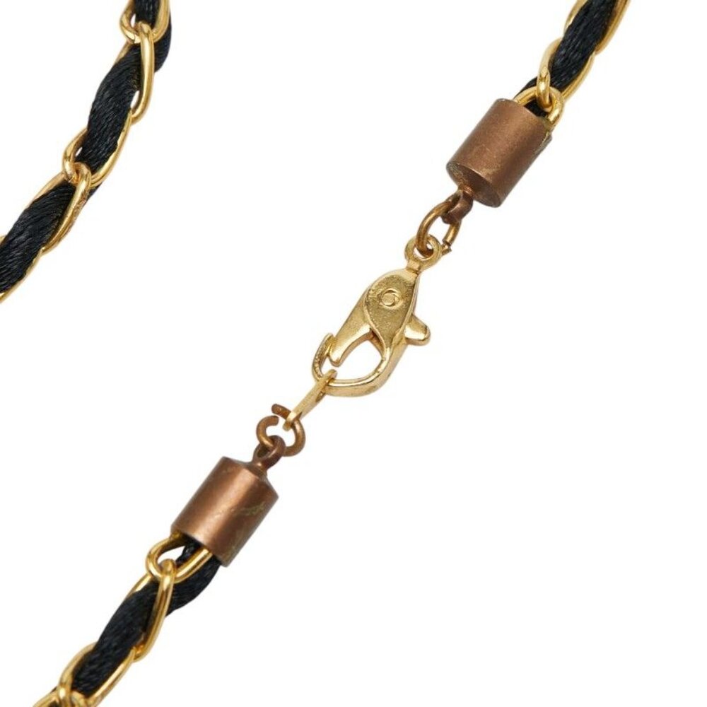 ★SOLD★ Chanel Perfume Bottle Chain Pendant Necklace Gold Black Nylon Plated - Picture 5 of 7